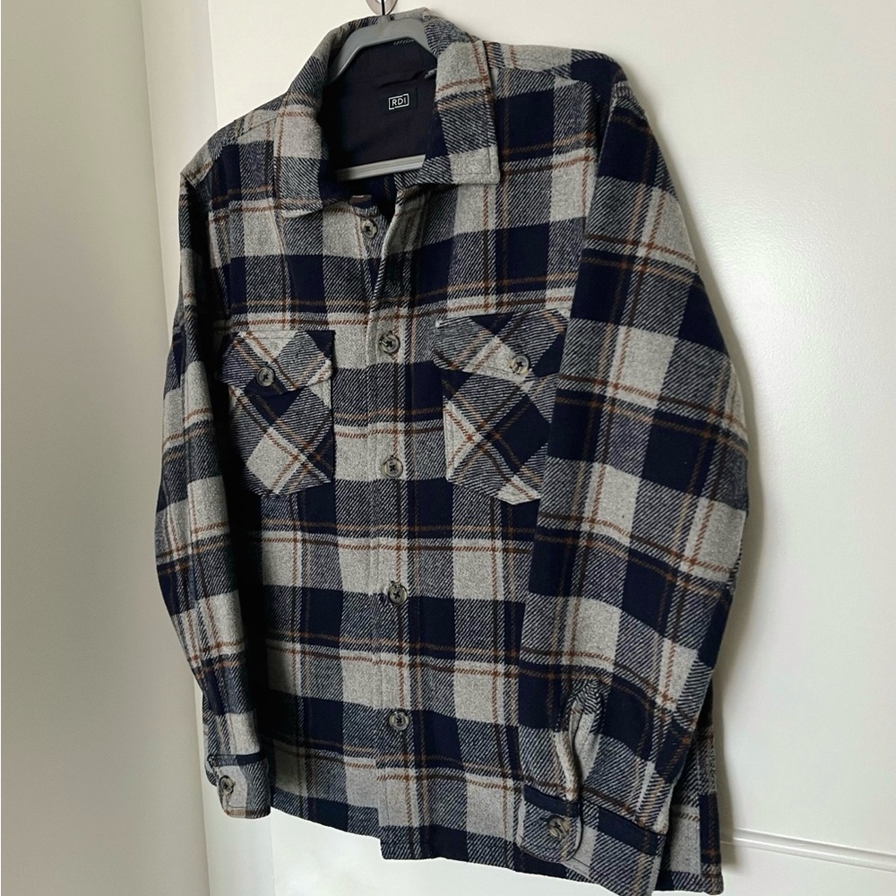 RDI Men’s Plaid Wool-Blend Shirt Jacket | Size L